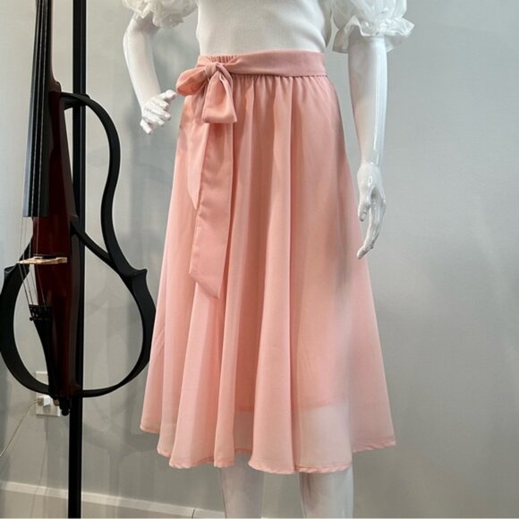 NWT Flint  Moss  Pink Chiffon Flowy Full Skirt - Picture 3 of 10